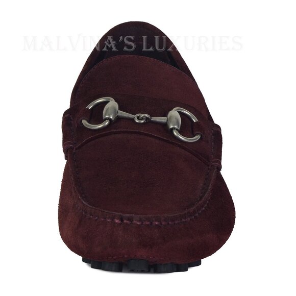 GUCCI SHOES MENS DRIVER BURGUNDY SUEDE w HORSEBIT PEBBLE SOLE sz 7.5 8 US main image 7
